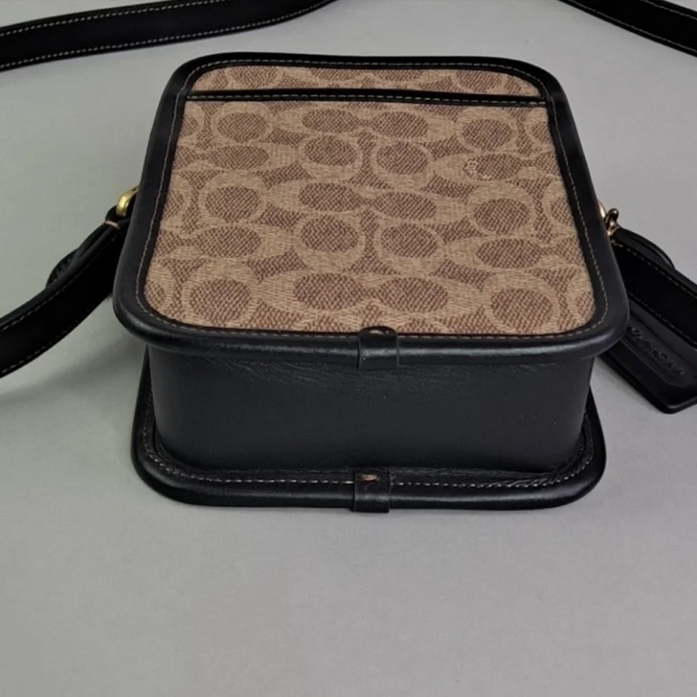 Coach Signature Canvas Crossbody Bag in Tan and Black